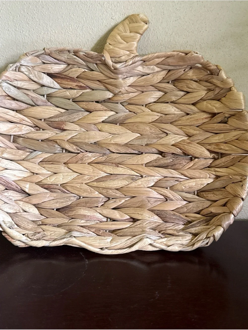 Woven Apple Basket Natural Fiber Rustic Farmhouse Home Decor Fall